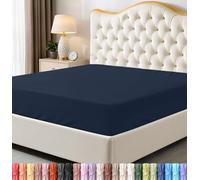 Utopia Bedding Lenzuolo con angoli per letto queen size, con tasca profonda, in morbida microfibra, resistente al restringimento e allo sbiadimento, facile da pulire, 1 lenzuolo con angoli (blu navy)