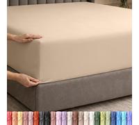 Utopia Bedding, lenzuolo con angoli per letto queen size, tasca extra profonda da 53 cm, in morbida microfibra, resistente al restringimento e allo sbiadimento, facile da pulire, solo lenzuolo, beige