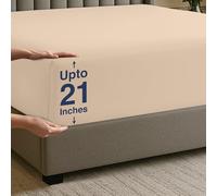 Utopia Bedding, lenzuolo con angoli per letto queen size, tasca extra profonda da 53 cm, in morbida microfibra, resistente al restringimento e allo sbiadimento, facile da pulire, solo lenzuolo, beige