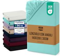 Utopia Bedding Lenzuolo con Angoli, Una Piazza - 140X200x30 cm - Blu Spa - Microfibra di Poliestere Spazzolato - Lenzuolo Sotto con Angoli Elasticizzato