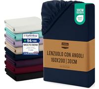 Utopia Bedding Lenzuolo con Angoli, Una Piazza - 160x200x30 cm - Blu Navy - Microfibra di Poliestere Spazzolato - Lenzuolo Sotto con Angoli Elasticizzato