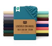 Utopia Bedding Lenzuolo con Angoli, Una Piazza - 180 x 200 cm - Blu Denim - Certifié Oeko-TEX - Microfibra di Poliestere Spazzolato -Lenzuolo Sotto con Angoli Elasticizzato