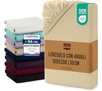 Utopia Bedding Lenzuolo con Angoli, Una Piazza - 180x200x30 cm - Beige - Microfibra di Poliestere Spazzolato - Lenzuolo Sotto con Angoli Elasticizzato