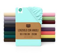 Utopia Bedding Lenzuolo con Angoli Una Piazza - 90x190cm - Blu Spa - Microfibra di Poliestere Spazzolato - Lenzuolo Sotto Singolo con Angoli Elasticizzato