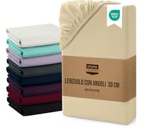 Utopia Bedding Lenzuolo con Angoli, Una Piazza - 90x190x30 cm - Beige - Microfibra di Poliestere Spazzolato - Lenzuolo Sotto con Angoli Elasticizzato