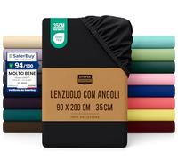 Utopia Bedding Lenzuolo con Angoli Una Piazza - 90x200cm - Nero - Microfibra di Poliestere Spazzolato - Lenzuolo sotto Singolo con Angoli Elasticizzato
