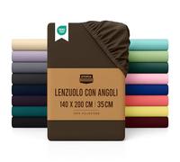Utopia Bedding Lenzuolo con Angoli Una Piazza e Mezza Francese - 140x200cm - Marrone - Microfibra di Poliestere Spazzolato - Lenzuolo Sotto con Angoli Elasticizzato