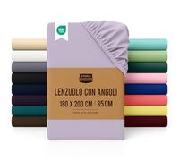 Utopia Bedding Lenzuolo con Angoli Una Piazza e Mezza Francese - 180x200cm - Lavanda - Certifié Oeko-TEX - Microfibra di Poliestere Spazzolato -Lenzuolo sotto con Angoli Elasticizzato