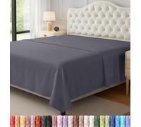 Utopia Bedding Lenzuolo senza angoli, morbido tessuto in microfibra spazzolata, resistente al restringimento e allo sbiadimento, facile da pulire, solo 1 lenzuolo piano (queen size, grigio)