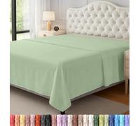 Utopia Bedding Lenzuolo senza angoli, morbido tessuto in microfibra spazzolata, resistente al restringimento e allo sbiadimento, facile da pulire, solo 1 lenzuolo piano (king size, salvia)