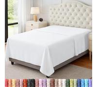 Utopia Bedding Lenzuolo senza angoli, morbido tessuto in microfibra spazzolata, resistente al restringimento e allo sbiadimento, facile da pulire, solo 1 lenzuolo piano (matrimoniale, bianco)