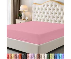 Utopia Bedding, lenzuolo sotto con angoli per letto queen size, tasca profonda, in morbida microfibra, resistente al restringimento e allo sbiadimento, facile da pulire, solo lenzuolo, colore: rosa