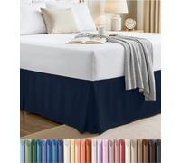 Utopia Bedding - Mantovana giroletto per letto queen size, per nascondere sotto il letto, 40,6 cm, plissettata, blu navy