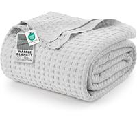 Utopia Bedding Piumino in cotone waffle da 300 GSM (Argento - 228 x 228 cm), piumino morbido, leggero e traspirante per tutte le stagioni
