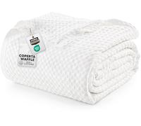 Utopia Bedding Piumino in cotone waffle da 300 GSM (Bianco - 228 x 228 cm), piumino morbido, leggero e traspirante per tutte le stagioni