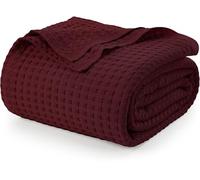 Utopia Bedding Piumino in cotone waffle da 300 GSM (Borgogna - 228 x 228 cm), piumino morbido, leggero e traspirante per tutte le stagioni