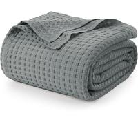 Utopia Bedding Piumino in cotone waffle da 300 GSM (Grigio freddo - 228 x 228 cm), piumino morbido, leggero e traspirante per tutte le stagioni