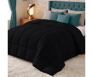 Utopia Bedding Piumone Una Piazza e Mezza - Trapunta 100% Microfibra in Fibra Cava - (Nero, 200 x 200 cm 370 gsm)