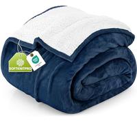 Utopia Bedding Plaid Ploire Sherpa Couverture (Blu navy, 228x228 cm) | Plaid Canape Grande Taille, Couverture en polaire épaisse, chaude et réversible pour lit, canapé, camping et voyage