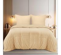 Utopia Bedding Seersucker Copripiumino Una Piazza e Mezza - Microfibra Copripiumino 200x200cm + Federe 80x80cm - Beige
