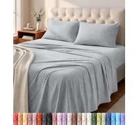 Utopia Bedding Set completo di lenzuola in jersey, 4 pezzi, in cotone, morbide elasticizzate per magliette, colore: grigio chiaro mélange
