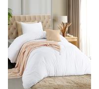 Utopia Bedding Set copripiumino con federe, set copripiumino da 2 pezzi, chiusura lampo, 1 copripiumino con 1 federa, morbida microfibra spazzolata (matrimoniale/XL matrimoniale, bianco).