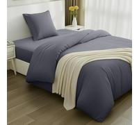 Utopia Bedding Set Copripiumino da 3 Pezzi - Copripiumino 135x200cm, Lenzuolo con Angoli 90x20cm, Federa 80x80cm - (Grigio, Singolo)