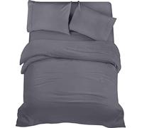 Utopia Bedding Set Copripiumino da 4 Pezzi - Copripiumino 200x200cm, Lenzuolo con Angoli 135x190cm, Federe 50x75cm - (Grigio, Matrimoniale)