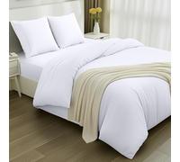 Utopia Bedding Set Copripiumino da 4 Pezzi - Copripiumino 200x200cm, Lenzuolo con Angoli 140x20cm, Federe 80x80cm - (Bianco, Matrimoniale)