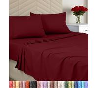 Utopia Bedding Set copripiumino in microfibra spazzolata, morbido lenzuolo per letto queen size, include 1 copripiumino, 1 lenzuolo con angoli e 2 federe, risvolto profondo, colore bordeaux