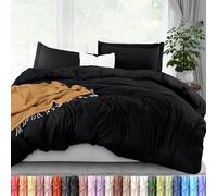 Utopia Bedding, Set copripiumino king size, 1 copripiumino con 2 federe, 3 pezzi copripiumino con chiusura a cerniera, in morbida microfibra spazzolata, 264 x 228 cm (king size, nero)