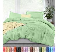 Utopia Bedding, Set copripiumino king size, 1 copripiumino con 2 federe, 3 pezzi, copripiumino con chiusura a cerniera, morbida microfibra spazzolata, 264 x 228 cm (king size, salvia)