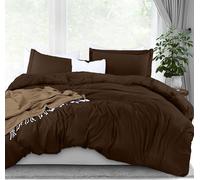 Utopia Bedding Set copripiumino king size, 1 copripiumino con 2 federe, 3 pezzi, copripiumino con chiusura a cerniera, in microfibra spazzolata ultra morbida, 264 x 228 cm (king size, marrone)
