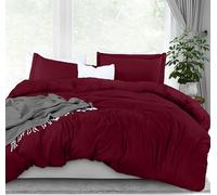 Utopia Bedding, Set copripiumino king size, 1 copripiumino con 2 federe, 3 pezzi copripiumino con chiusura a cerniera, in morbida microfibra spazzolata, 264 x 228 cm (king size, bordeaux)