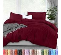 Utopia Bedding, Set copripiumino king size, 1 copripiumino con 2 federe, 3 pezzi copripiumino con chiusura a cerniera, in morbida microfibra spazzolata, 264 x 228 cm (king size, bordeaux)
