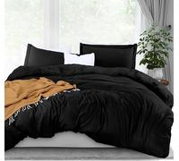 Utopia Bedding, Set copripiumino king size, 1 copripiumino con 2 federe, 3 pezzi copripiumino con chiusura a cerniera, in morbida microfibra spazzolata, 264 x 228 cm (king size, nero)