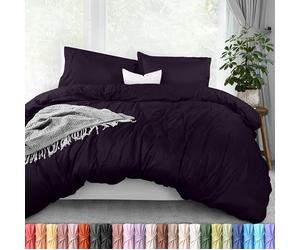 Utopia Bedding Set copripiumino king size, 1 copripiumino con 2 federe, 3 pezzi, copripiumino con chiusura a cerniera, in microfibra spazzolata ultra morbida, 264 x 228 cm (king size, viola)