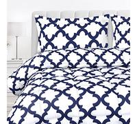 Utopia Bedding Set copripiumino king size (bianco navy) con 2 federe, set di biancheria da letto alternativo piumino, morbido e confortevole, lavabile in lavatrice