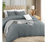 Utopia Bedding Set copripiumino leggero con federe da 50 x 65 cm e 200 x 220 cm, in morbida microfibra di poliestere (grigio)