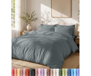Utopia Bedding Set copripiumino leggero con federe da 50 x 65 cm e 200 x 220 cm, in morbida microfibra di poliestere (grigio)