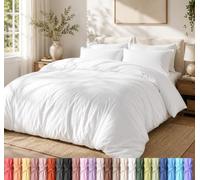 Utopia Bedding Set copripiumino leggero con federe da 50 x 90 cm, 220 x 265 cm, in morbida microfibra di poliestere (bianco)