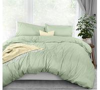 Utopia Bedding Set copripiumino per letto queen size, 1 con 2 federe, 3 pezzi, chiusura con cerniera, in microfibra spazzolata ultra morbida, 228 x cm (queen size, salvia)