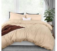 Utopia Bedding, Set copripiumino Queen Size, 1 copripiumino con 2 federe, 3 pezzi, copripiumino con chiusura a cerniera, morbida microfibra spazzolata, 228 x 228 cm (Queen size, beige)