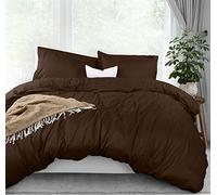 Utopia Bedding Set copripiumino queen size, 1 copripiumino con 2 federe, 3 pezzi, copripiumino con chiusura a cerniera, in microfibra spazzolata ultra morbida, 228 x 228 cm (queen size, marrone)