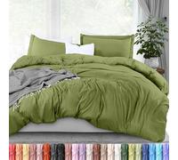 Utopia Bedding, Set copripiumino Queen Size, 1 copripiumino con 2 federe, 3 pezzi, copripiumino con chiusura a cerniera, morbida microfibra spazzolata, 228,5 x 228,6 cm, verde oliva