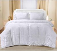 Utopia Bedding Set Copripiumino Seersucker - Include 1 Copripiumino 200x200 cm con chiusura a cerniera, 2 Federe 50x75 cm con chiusura a busta; il piumino è venduto separatamente.