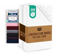 Utopia Bedding Set di 2 Lenzuolo con Angoli Due Piazze Matrimoniale - 150x200cm - Bianco - Microfibra Spazzolata - Lenzuolo Sotto con Angoli Elasticizzato
