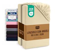 Utopia Bedding Set di 2 Lenzuolo con Angoli Due Piazze Matrimoniale - 180x200cm - Beige - Microfibra Spazzolata - Lenzuolo Sotto con Angoli Elasticizzato
