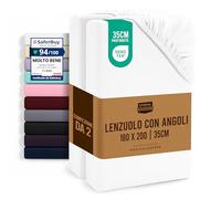 Utopia Bedding Set di 2 Lenzuolo con Angoli Due Piazze Matrimoniale - 180x200cm - Bianco - Microfibra Spazzolata - Lenzuolo sotto con Angoli Elasticizzato