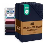 Utopia Bedding Set di 2 Lenzuolo con Angoli Due Piazze Matrimoniale - 180x200cm - Blu Navy - Microfibra Spazzolata - Lenzuolo Sotto con Angoli Elasticizzato